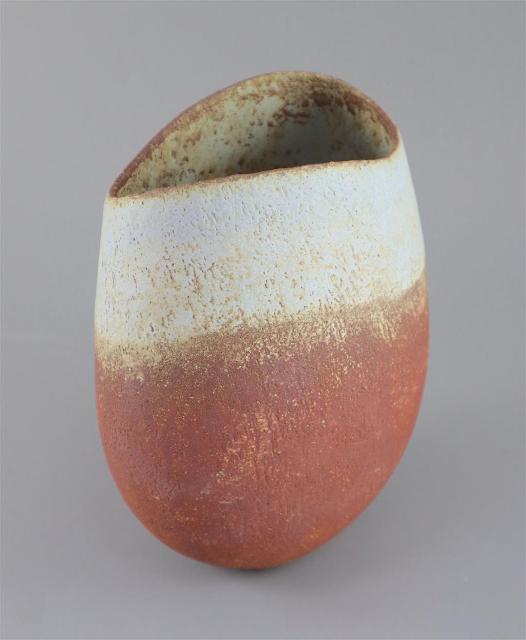 John Ward (b.1938). A hand-built stoneware vase, 21cm high